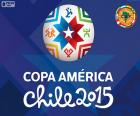 Copa America Şili 2015 logosu. Futbol Milli takımları için 4 Temmuz 2015 yılında Güney Amerika Şili-11 Haziran dan arasındaki rekabet